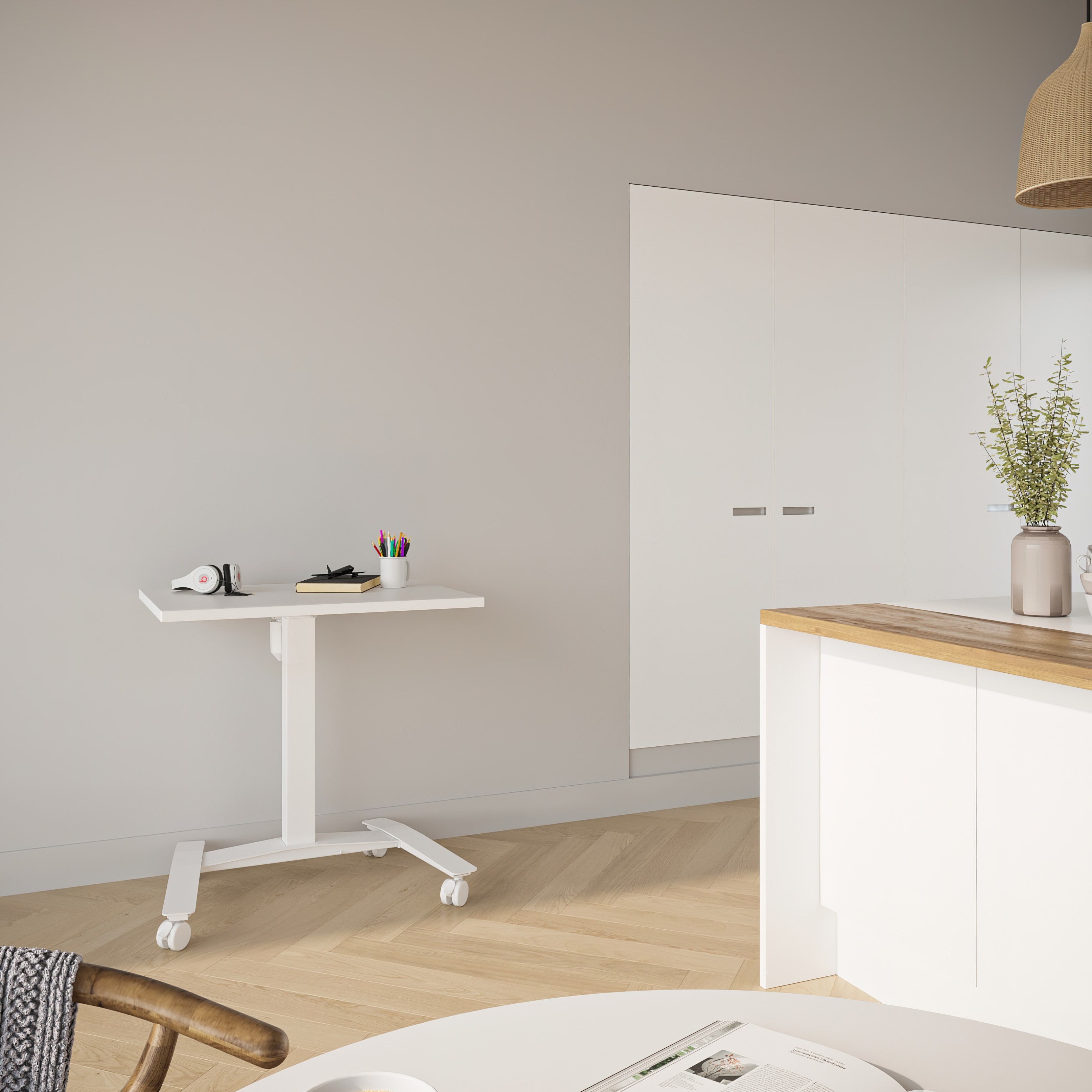 Electric Adjustable Desk | ONE | White with white frame