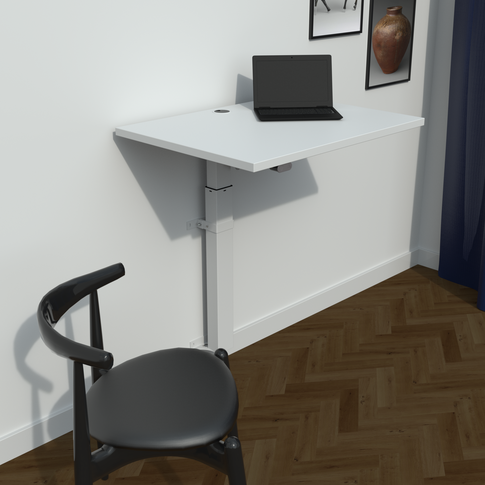 Electric Adjustable Wall desk | ONE | White with white frame