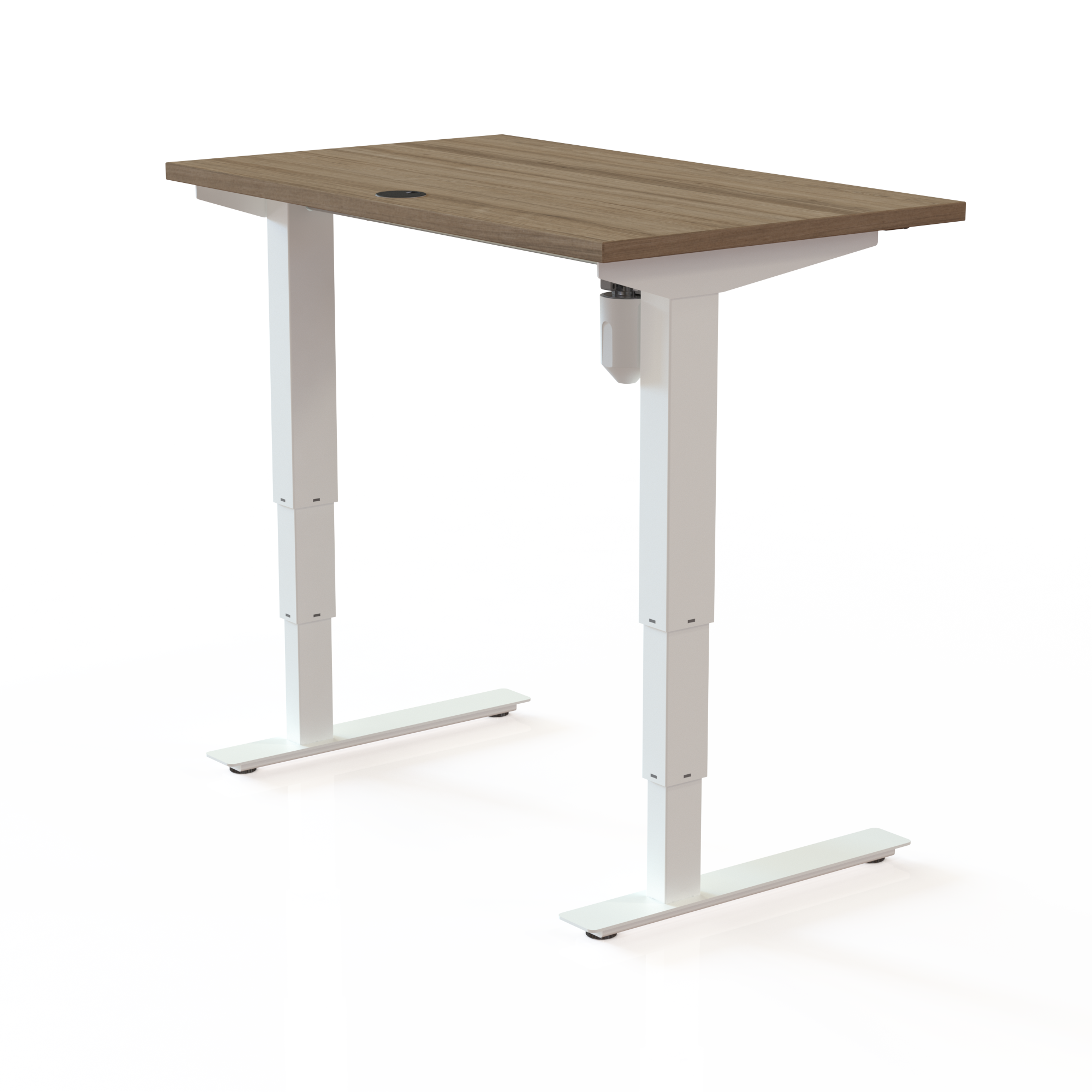 Electric Adjustable Desk | 100x60 cm | Walnut with white frame