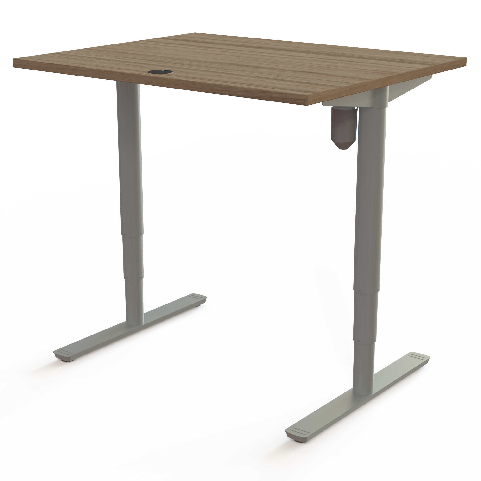 Electric Adjustable Desk | 100x80 cm | Walnut with silver frame