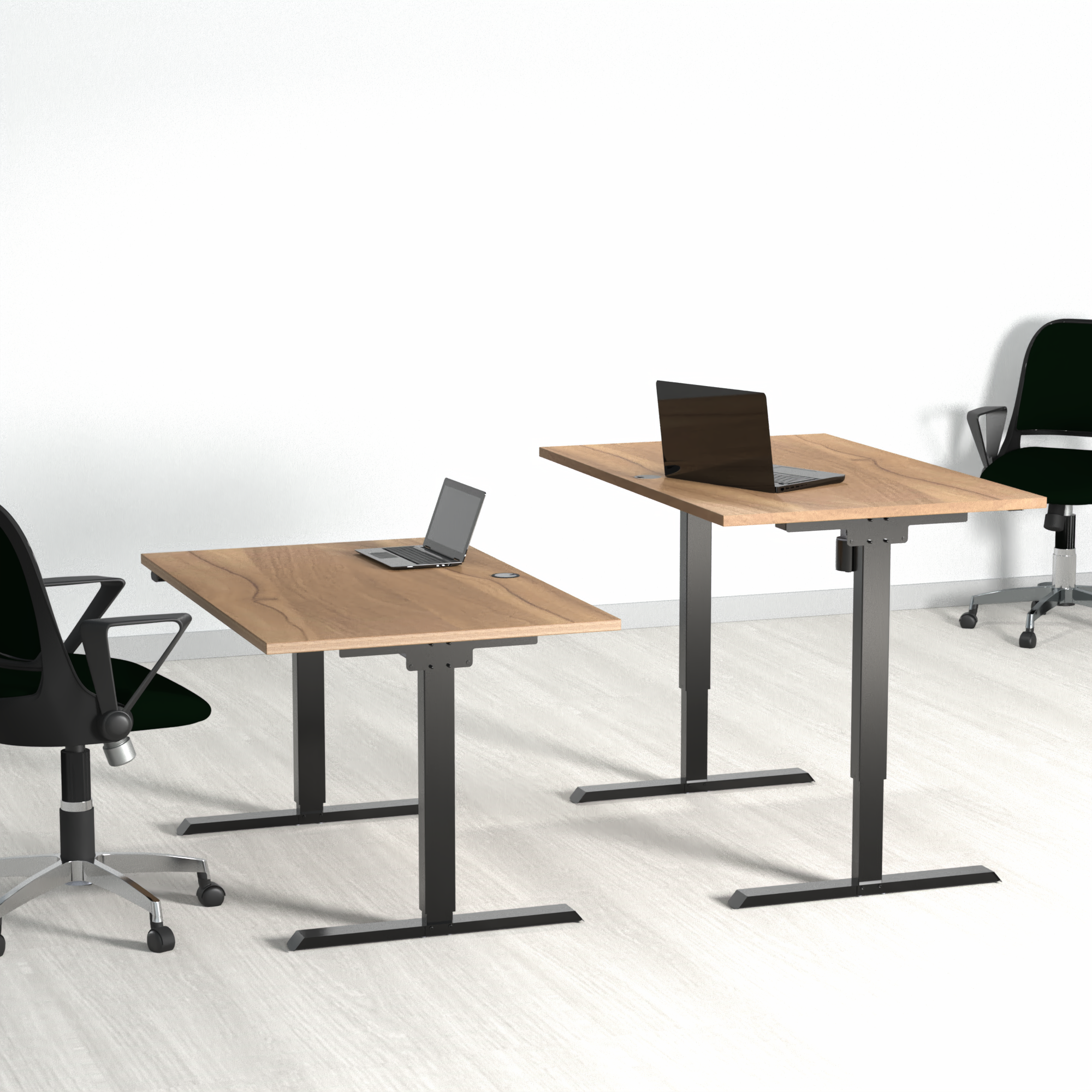 Electric Adjustable Desk | 160x80 cm | Walnut with black frame