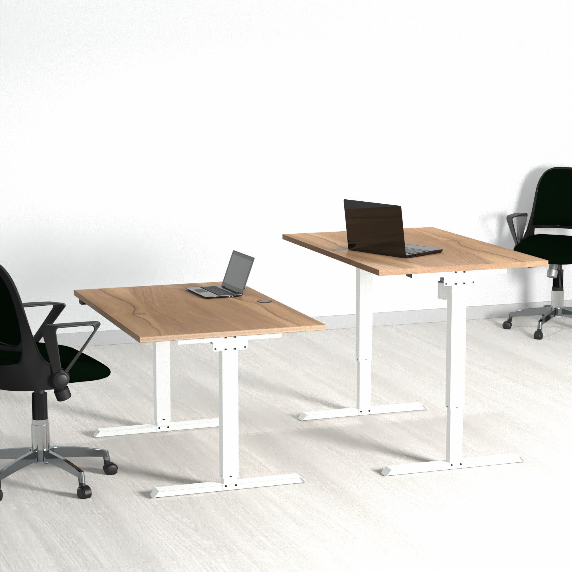 Electric Adjustable Desk | 140x80 cm | Walnut with white frame