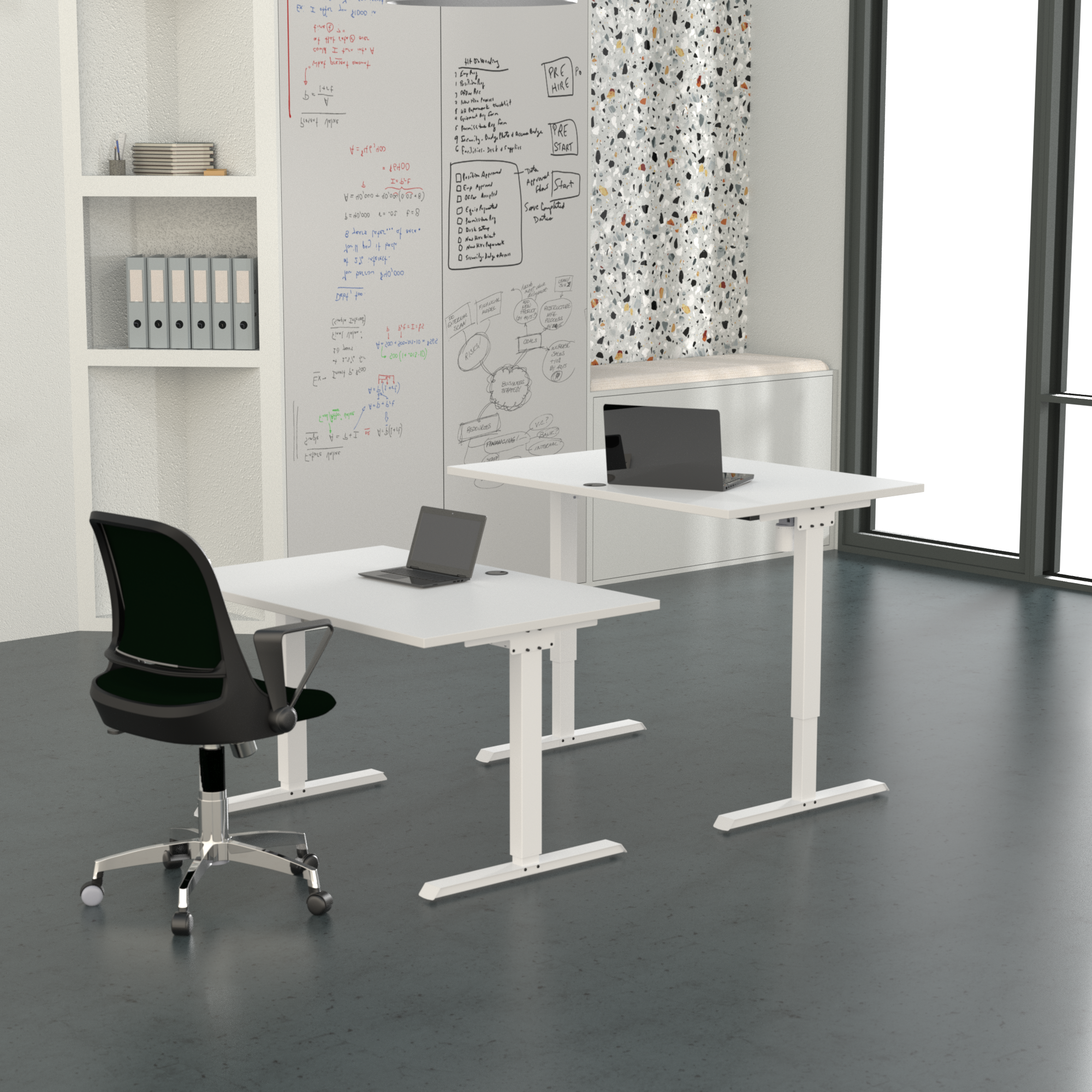 Electric Adjustable Desk | 140x80 cm | White with white frame